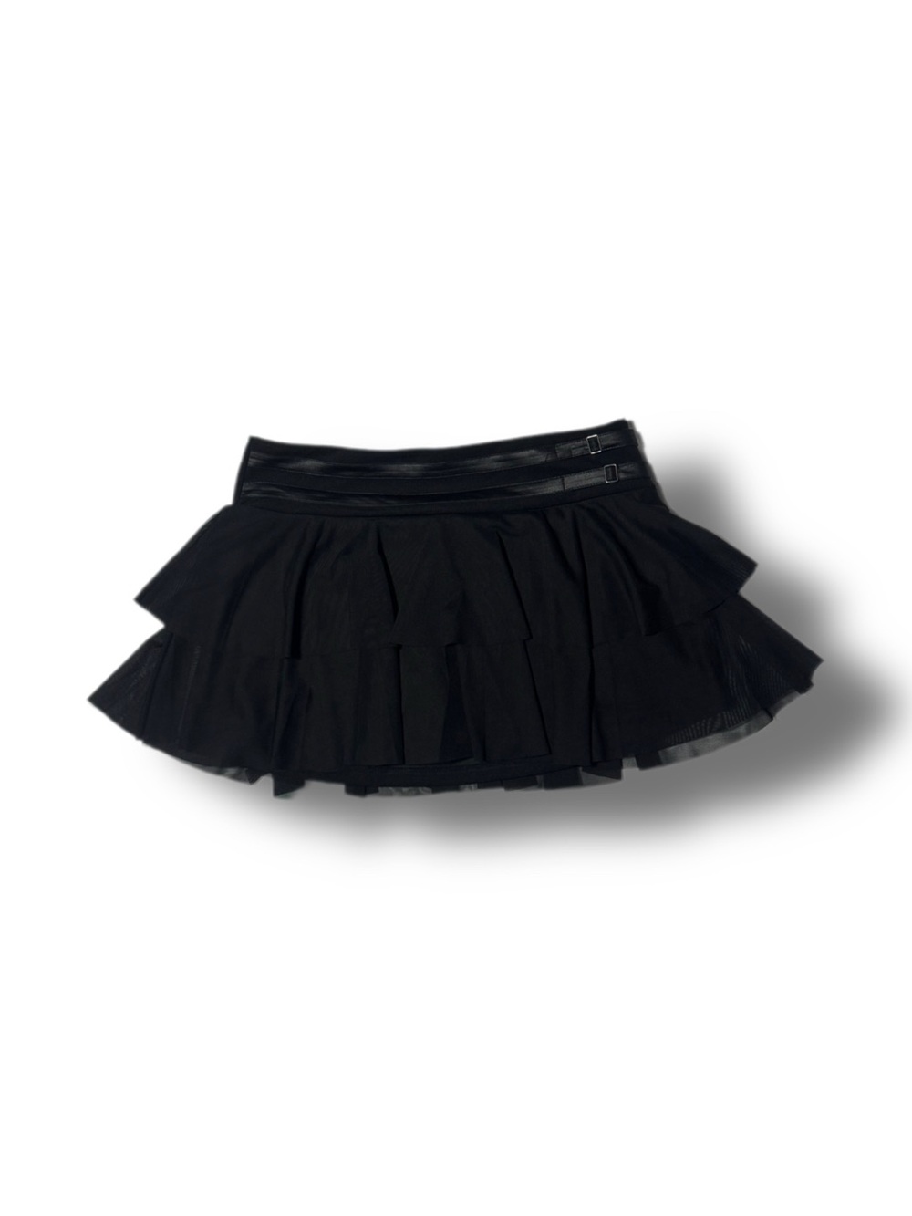Black Tiered Ruffle Mini Skirt Y2K Flowy Party Skirt
